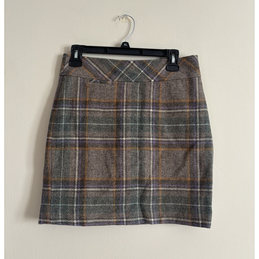 LL Bean Womensโ 4 Petite Wool Pencil Skirt Lined Inside Plaid Outdoor Academia